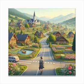 Village In Bloom Canvas Print