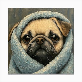 Pug In Towel Bathroom Art 1 Canvas Print