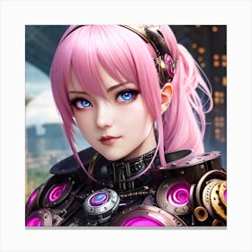 Surreal sci-fi anime cyborg limited edition 1/10 different characters Pink Haired Waifu Canvas Print