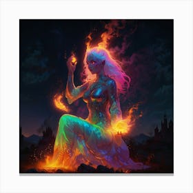 Mermaid In Fire Canvas Print