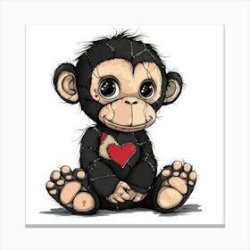 Chimp With Heart Canvas Print