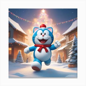 Doraemon Christmas Canvas Print