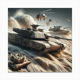 Military Vehicles In The Desert Canvas Print