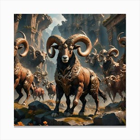 Herd Of Rams Canvas Print