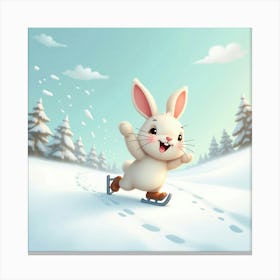 Flux Dev A Joyful Rabbit With Soft Fluffy White Fur And Bright 3 Canvas Print