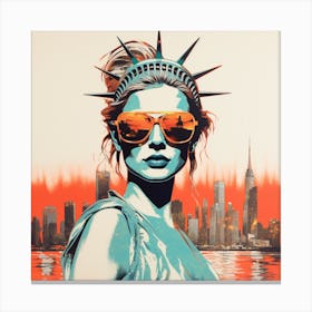 Woman In Sunglasses like Liberty Statue 03 Canvas Print