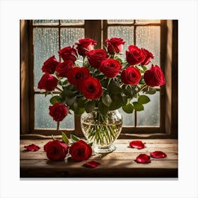 Red Roses In A Vase 4 Canvas Print