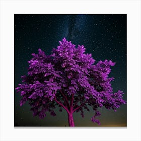 Purple Tree In The Night Sky Canvas Print