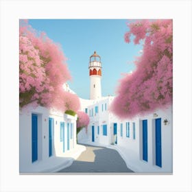 Pink Flowers In The Alley Canvas Print