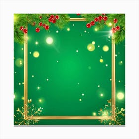 Christmas Frame On Green Background Canvas Print