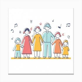 Family With Music Notes Canvas Print