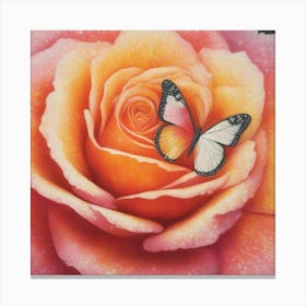 Butterfly On A Rose 1 Canvas Print