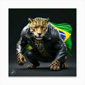 A Sleek Muscular Jaguar Crouched Low With Canvas Print