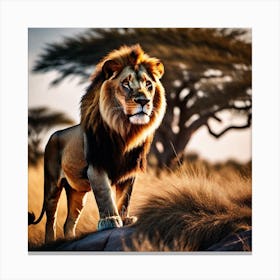 Lion In The Savannah 20 Canvas Print