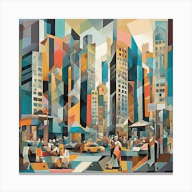 Modern Streetscape Cubism Style Canvas Print