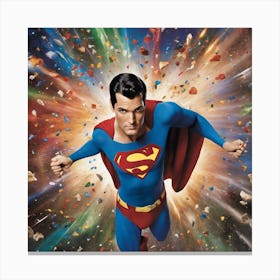 Superman Flying Through Space Canvas Print