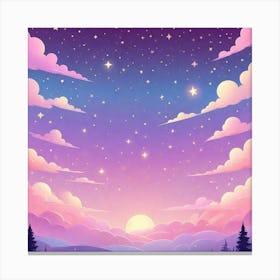 Sky With Twinkling Stars In Pastel Colors Square Composition 309 Canvas Print