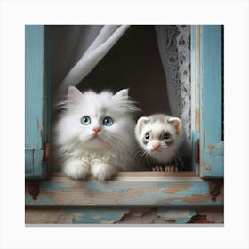 Ferret And Cat 3 Canvas Print