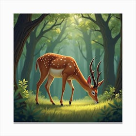 A Graceful Bongo Antelope Browsing In The Forest 1 Canvas Print