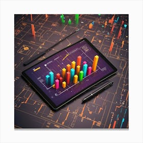 Tablet Pc With Graphs Canvas Print