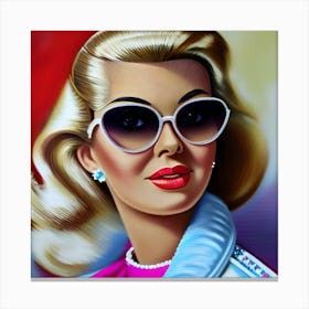 Pop art, textured canvas, limited, Retro Hollywood "plastic" 2/10 Women In Sunglasses Canvas Print