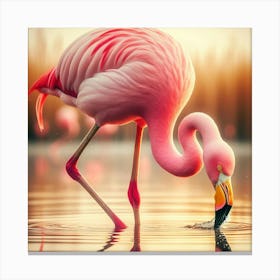 Flamingo Drinking Water Canvas Print