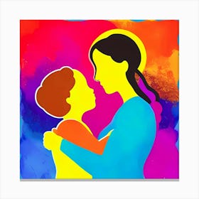 Loving Mother And Her Child Vibrant Mother Day Special Canvas Print