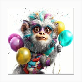 Monkey With Balloons 8 Canvas Print