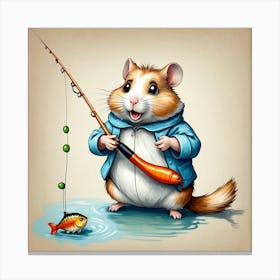 Hamster Fishing 6 Canvas Print