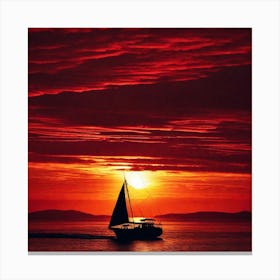 Sailboat At Sunset 25 Canvas Print