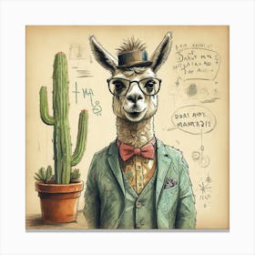 Llama In A Suit 2 Canvas Print