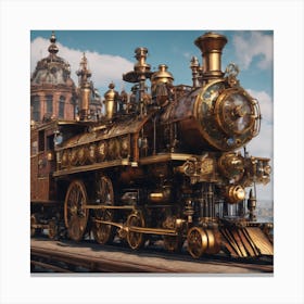 Steampunk World" - Steampunk world filled with intricate gears, steam-powered machines, and Victorian-era aesthetics Canvas Print