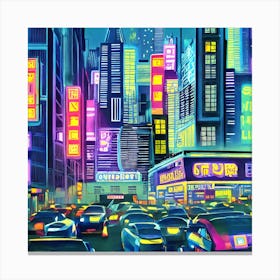 Neon City Canvas Print