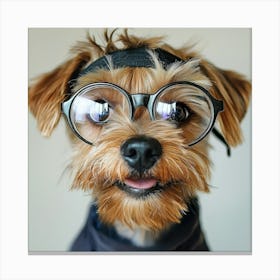 Dog With Glasses 68 Canvas Print