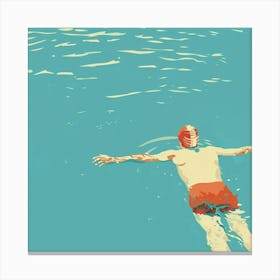 A Swimmer In A Pool Minimal Illustration 1718672260 2 Canvas Print