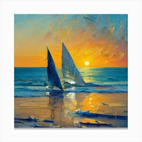 Sailboats At Sunset 2 Canvas Print