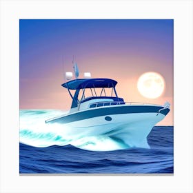 Speed Boat On The Ocean Canvas Print