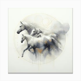 Wild Horses In Creative Watercolor Painting Canvas Print