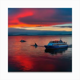 Whales At Sunset Canvas Print