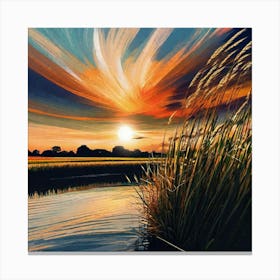 Sunset Over Marsh Canvas Print