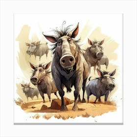 Warthogs Cartoon 1 Toile