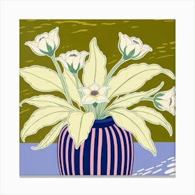 White Flowers In A Vase Canvas Print