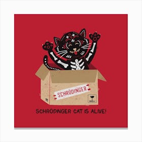 Am I Alive Schrodinger Cat﻿ Square Canvas Print