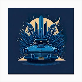 Car Blue Artwork Of Graphic Design Flat (128) Canvas Print