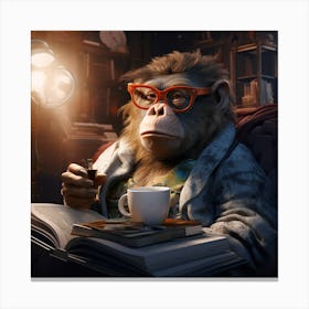 Monkey In Glasses Canvas Print