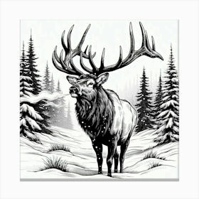 Line Art elk Canvas Print