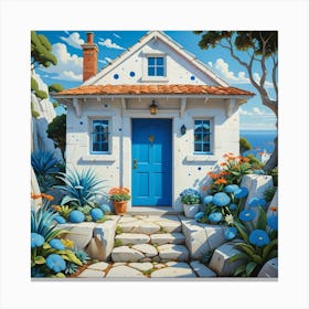 Blue Cottage Canvas Print