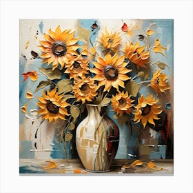 Sunflowers In A Vase Abstract 3 Canvas Print