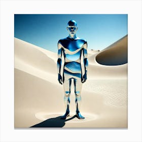 Silver Man In The Desert 1 Canvas Print