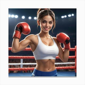 Boxing Girl In Boxing Ring 4 Canvas Print